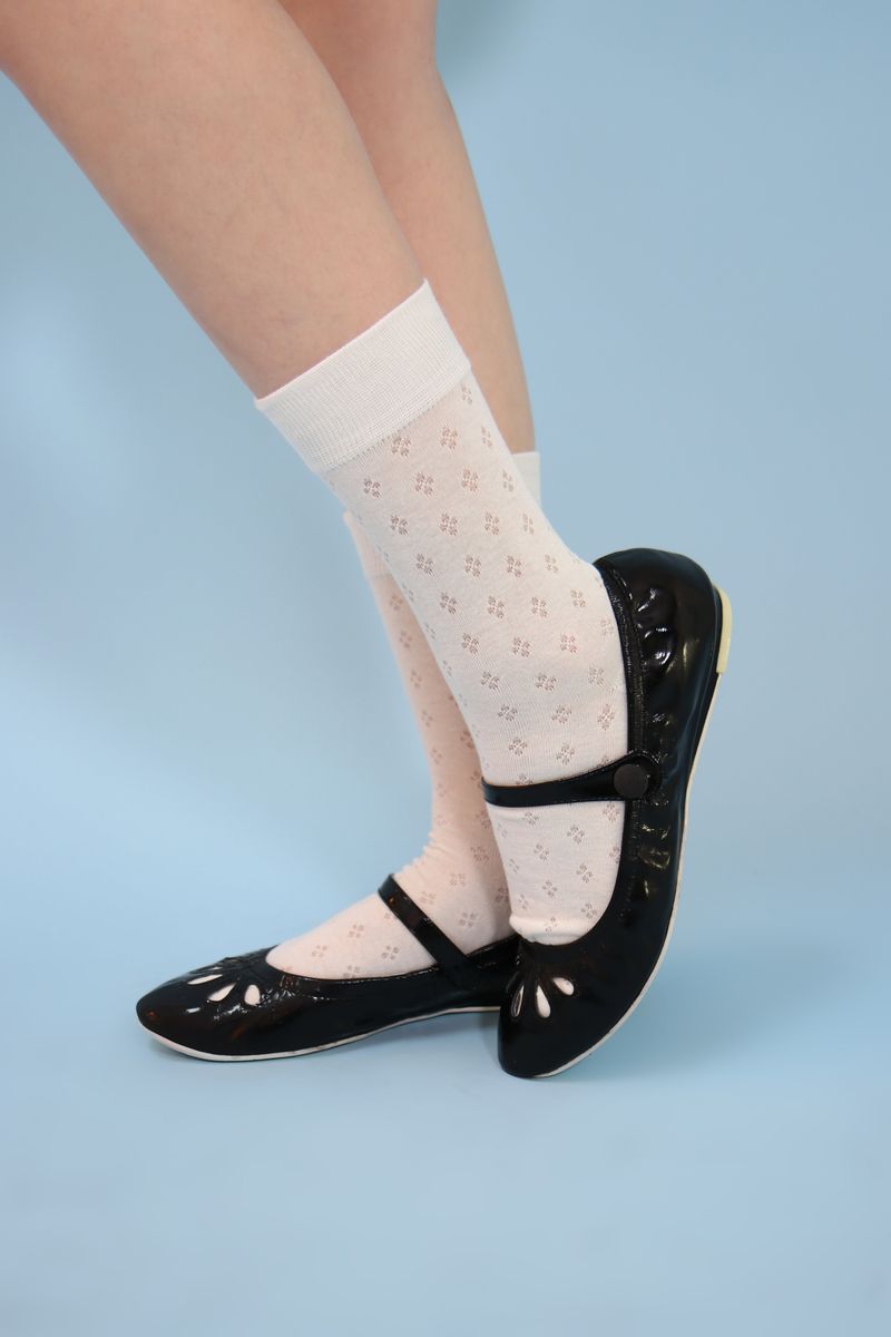 petie flower ankle socks (ivory)