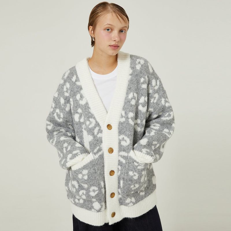 YK leopard knit cardigan
