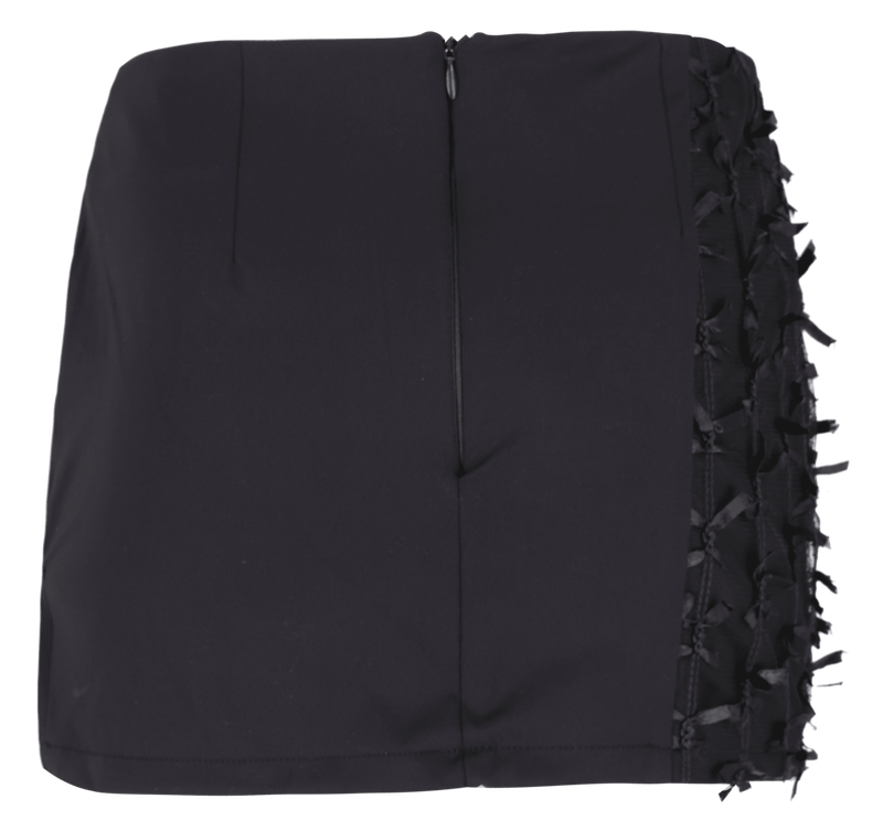  [Seow] Flap mesh ribbon sk, black