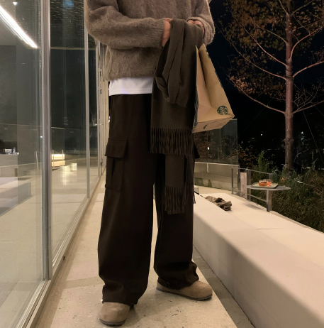 [In-house production]  First Corduroy Cargo String Wide Pants