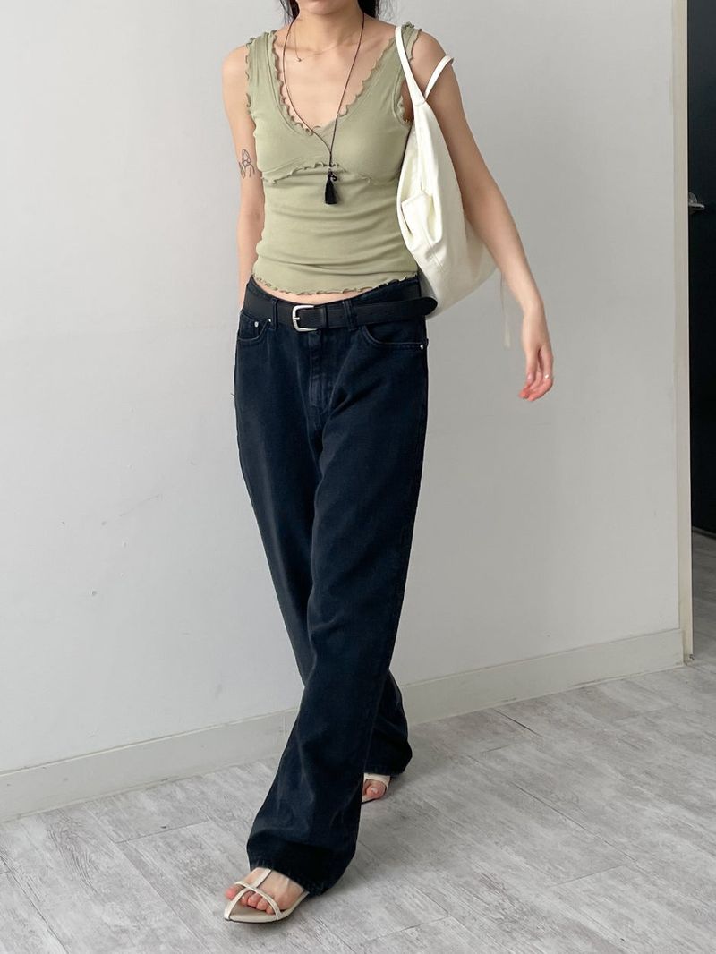 Ruffle V-Neck Sleeveless Top