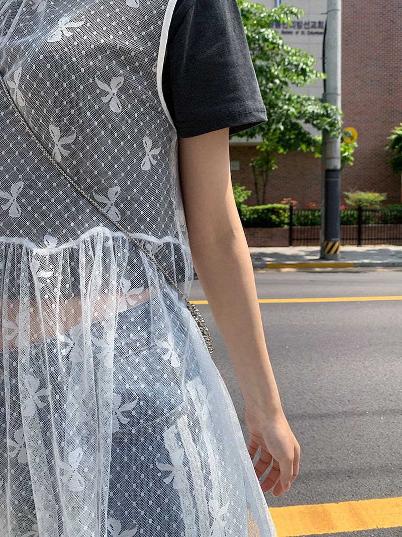 LACE SEE-THROUGH LAYERED DRESS