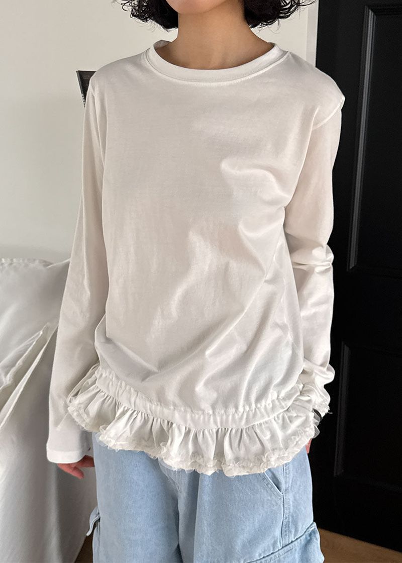 LACE FRILL LONG SLEEVE TEE