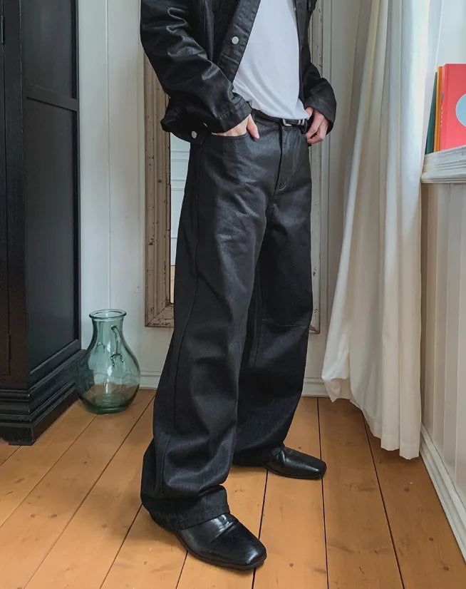 2PLAN（ツープラン）の「Canto Coated Black Denim Wide Pants（Pants）」