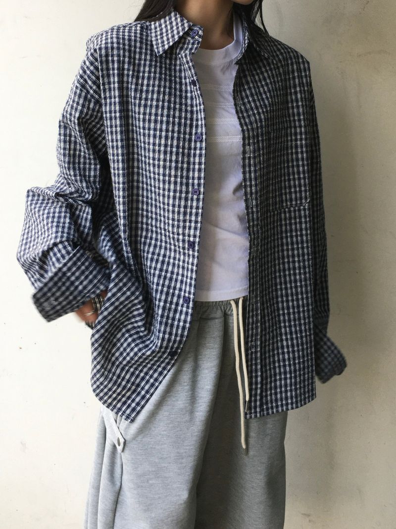 Kib seersucker check shirt (3c)