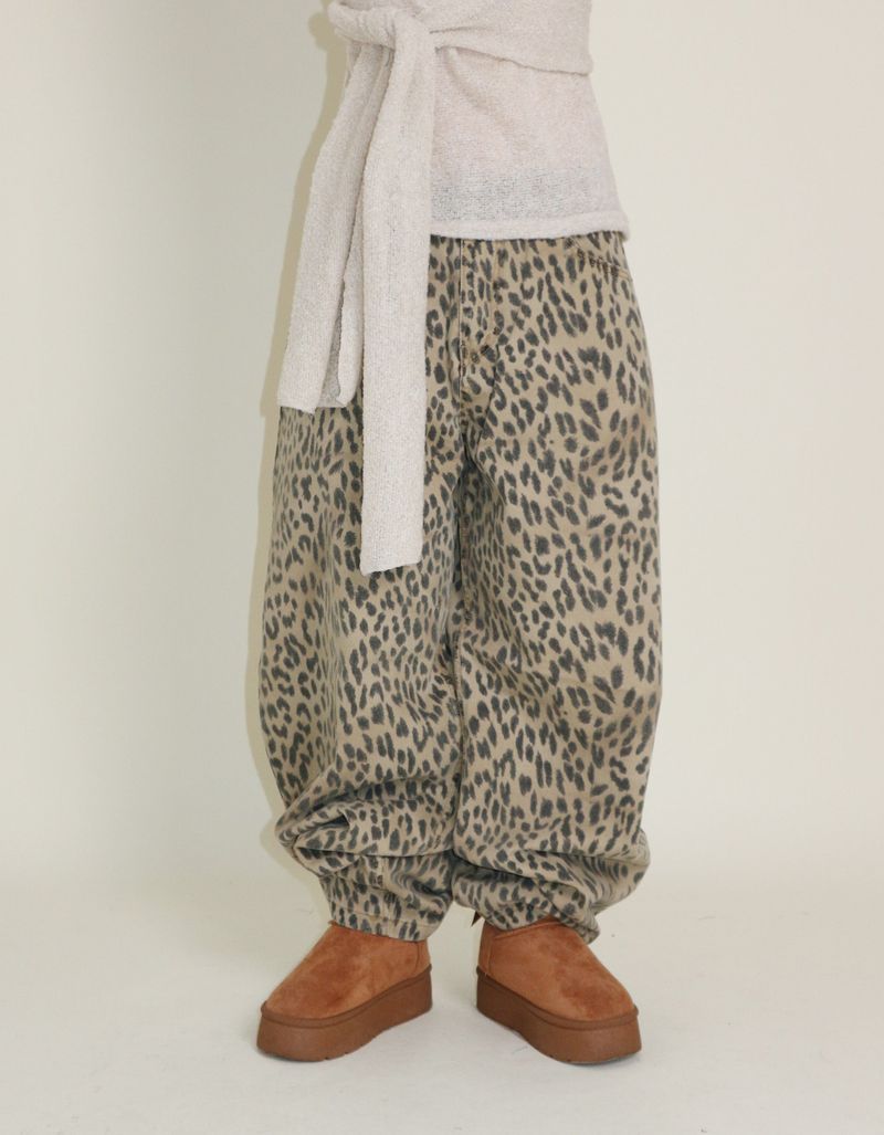 (Leopard Item) Kiya leopard printed balloon-fit wide pants