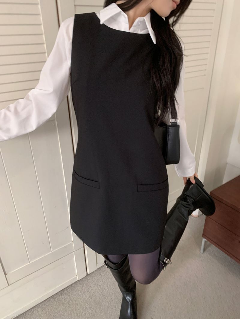 Soft Palette Panel-Cut Collar Shirt Blouse