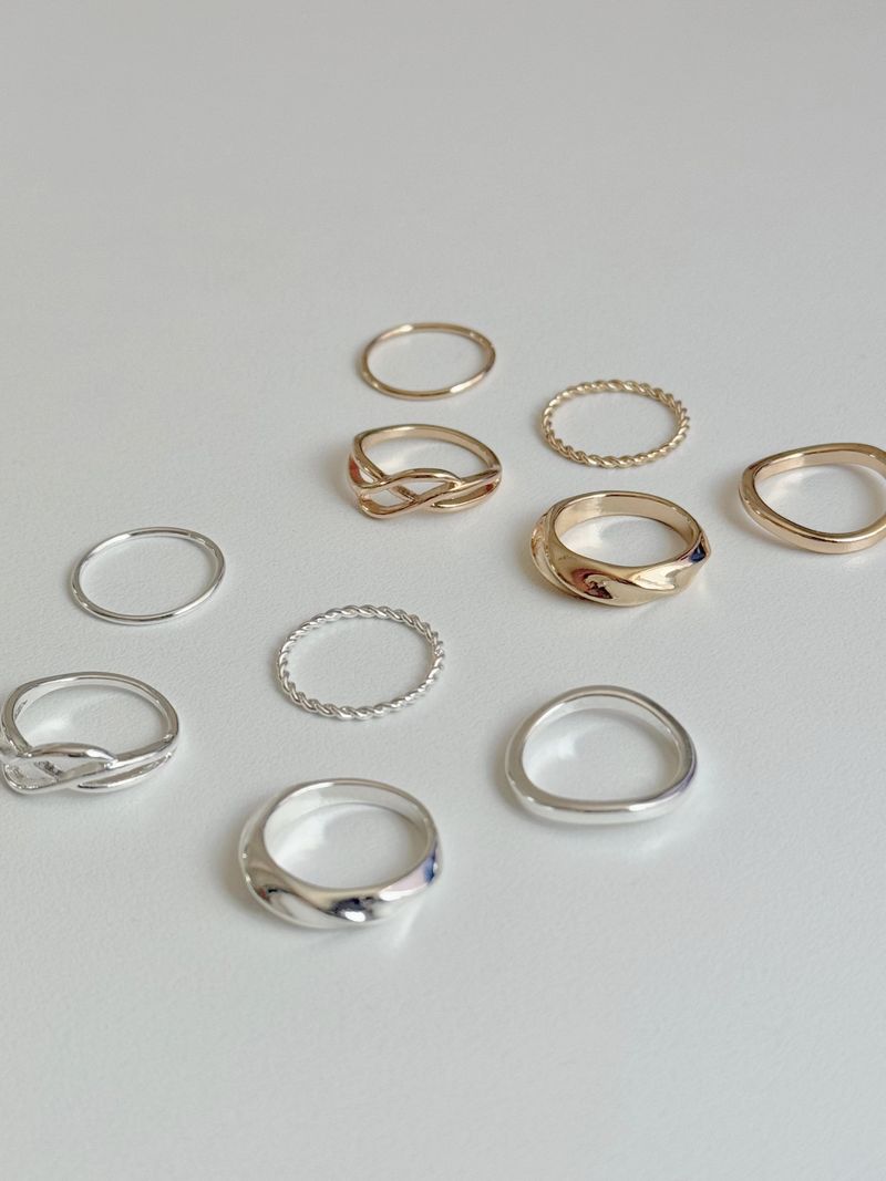 [5 set] Bold Twist Ring Set / Daily Ring Simple Mood