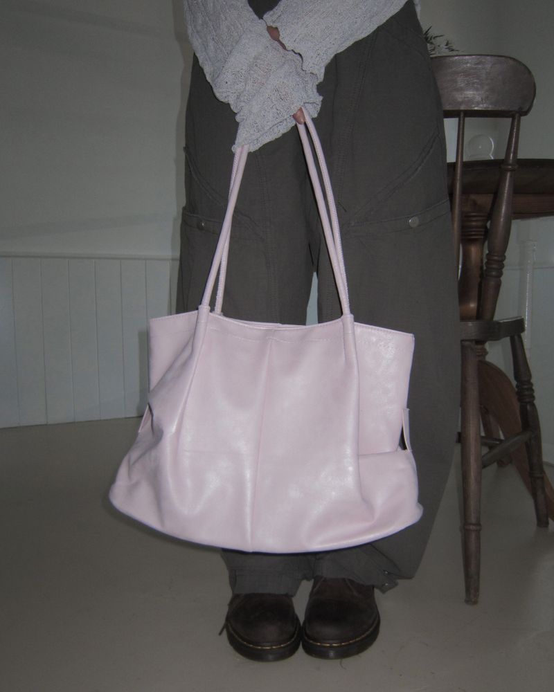 Pecan Leather Shirring Shoulder Bag