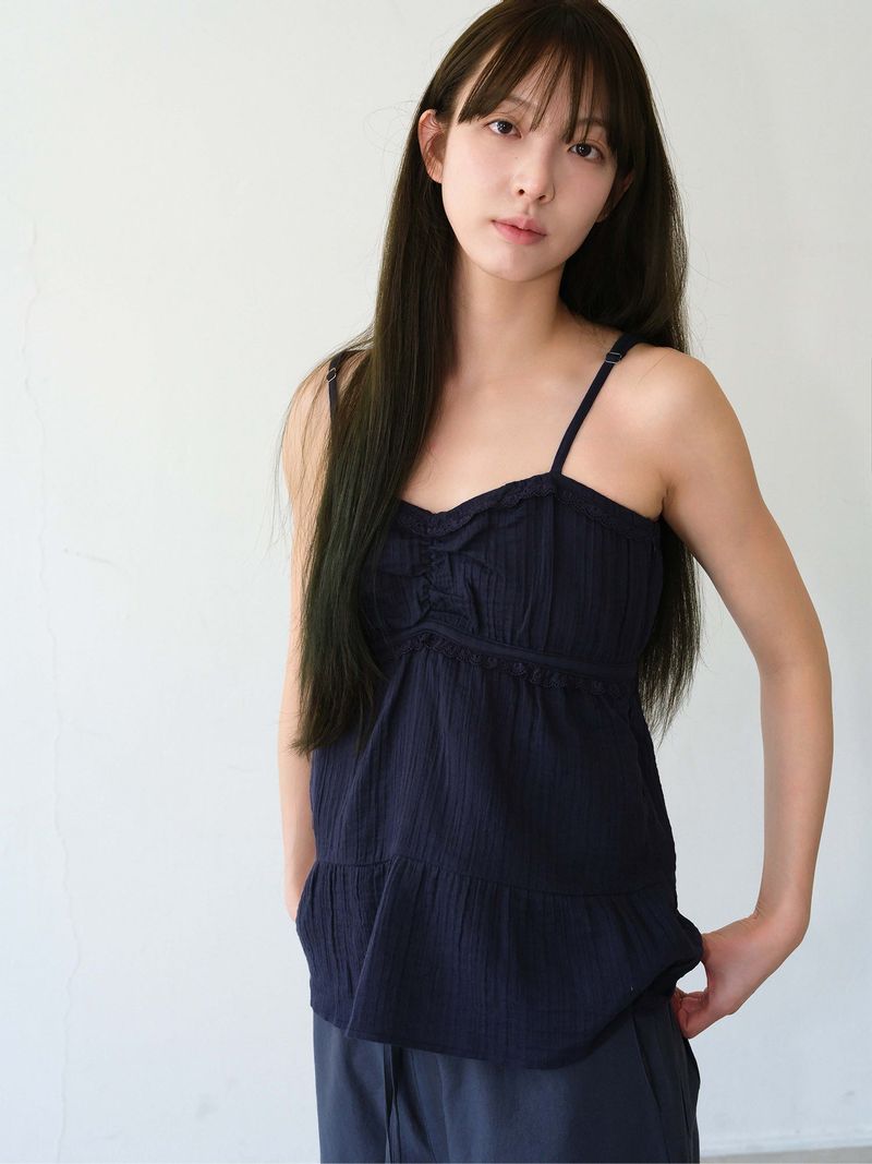 Boho Shirring Sleeveless (Navy)