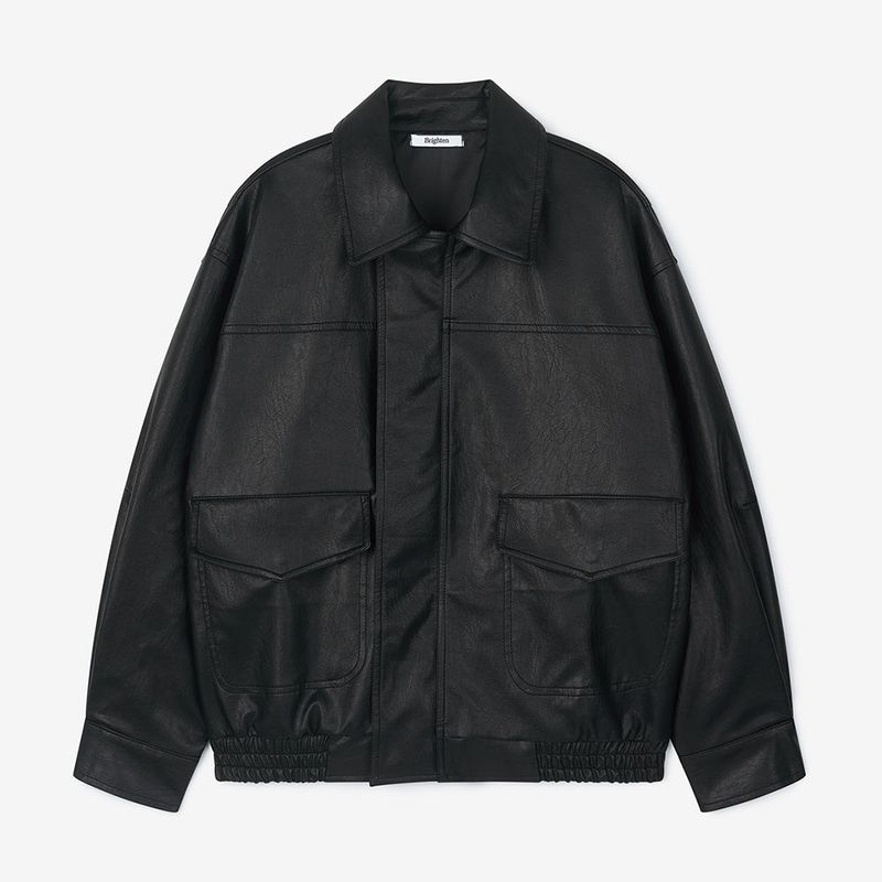 Oversized Leather Jacket Black