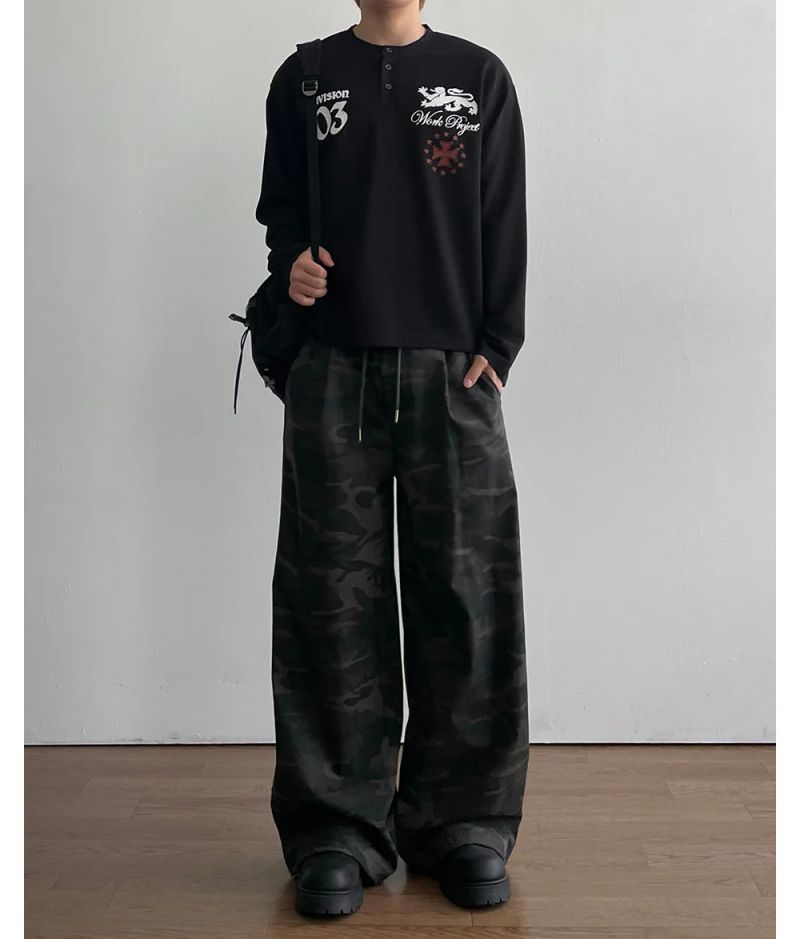 Bru Lettering Camo Pants