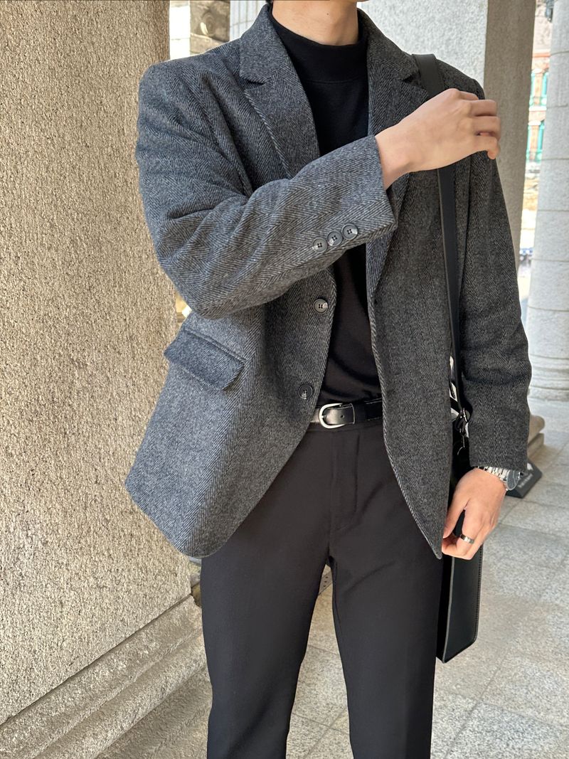 LMN Herringbone Wool Blazer (2 colors)