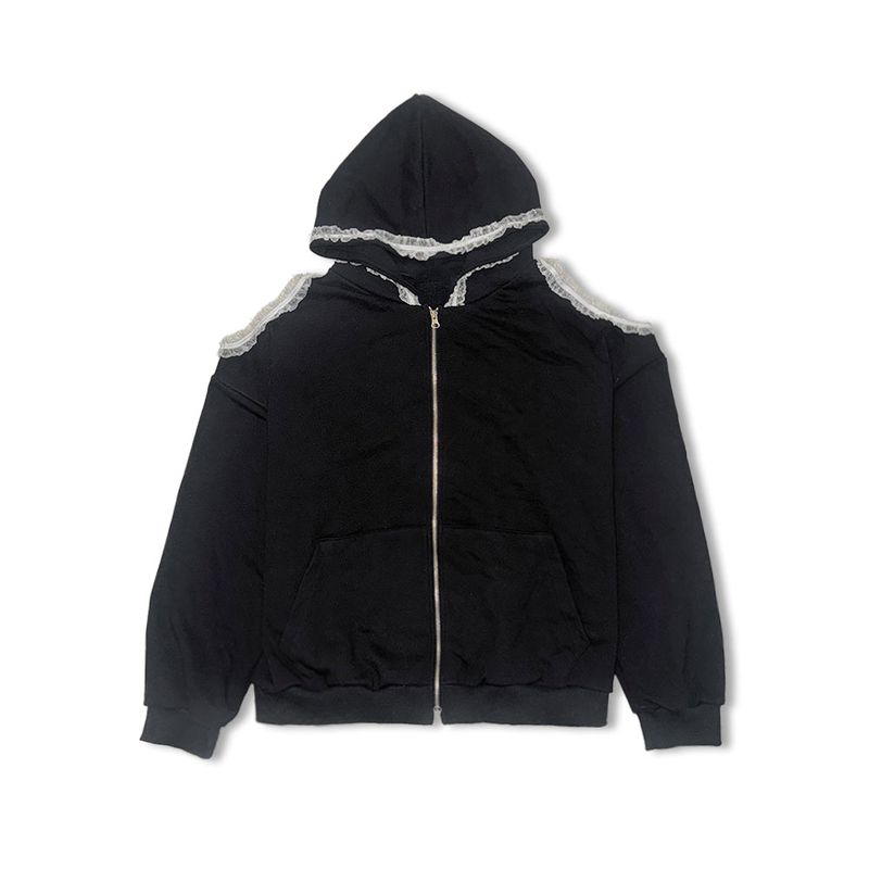 lace off hood zip-up (2colors)