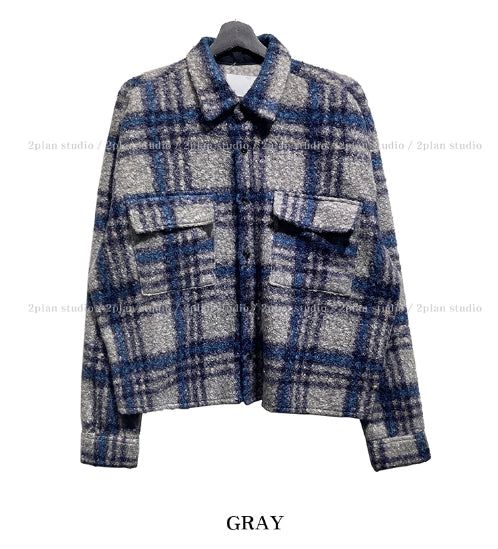 Bronte wool checked crop jacket