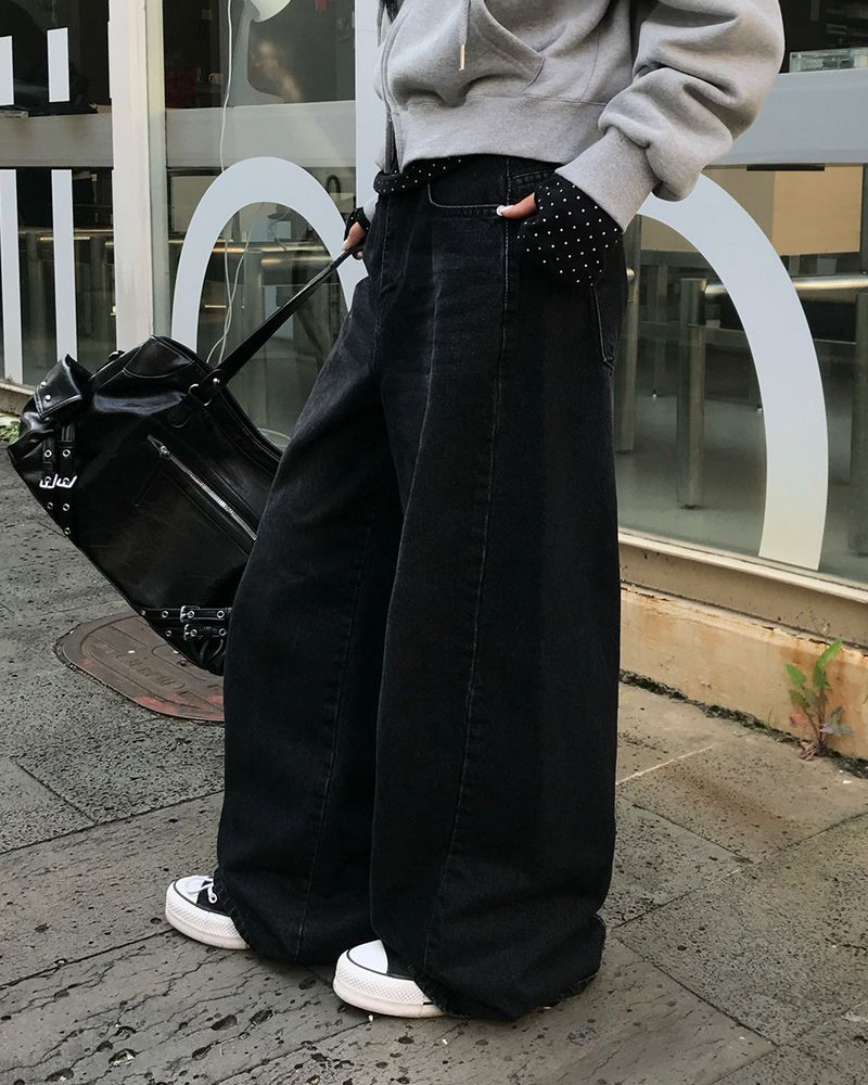 [ORIGINAL] Crew Contrast Wide Denim Pants