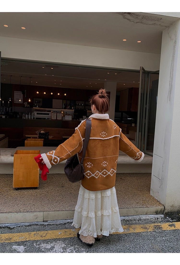 Camel suede oversized fit coat