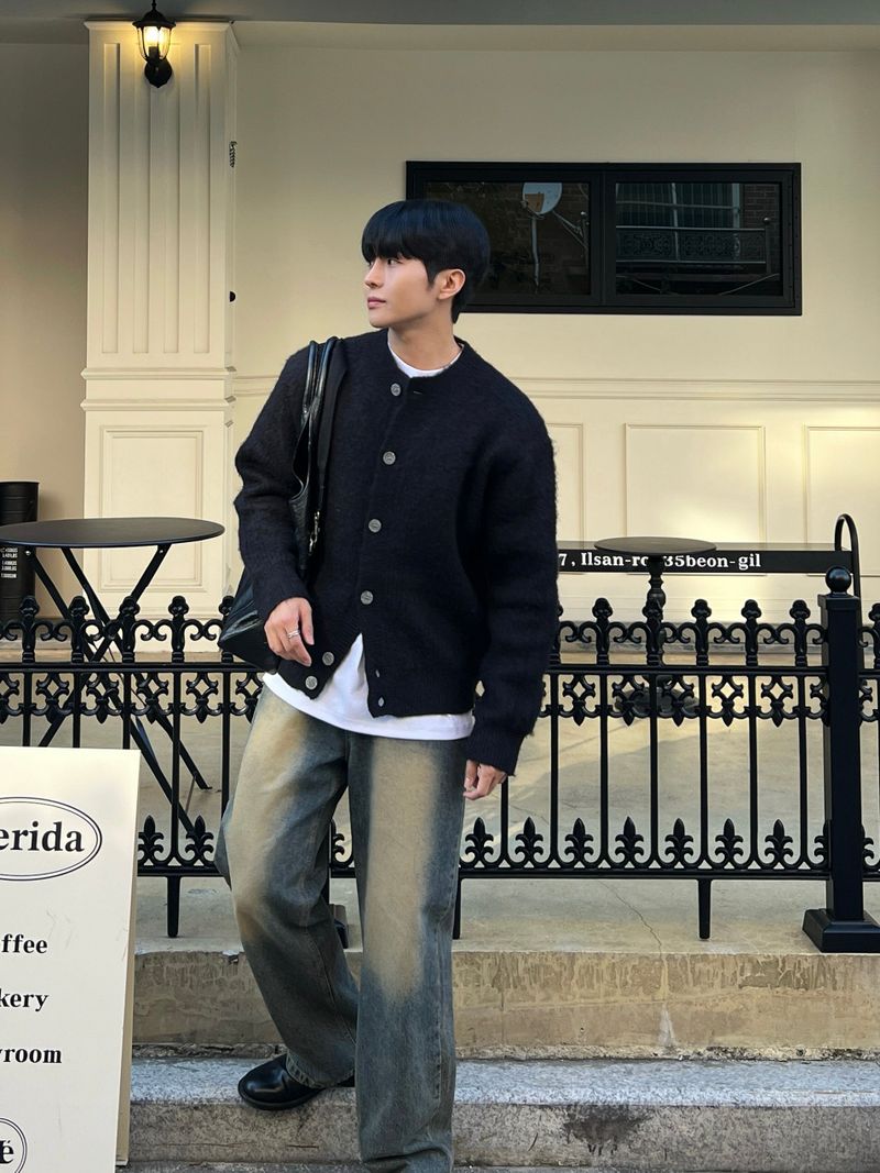 Brush wool cardigan