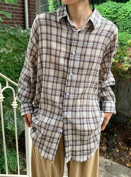 [unisex] Delice Vintage Check Long Sleeve Shirt
