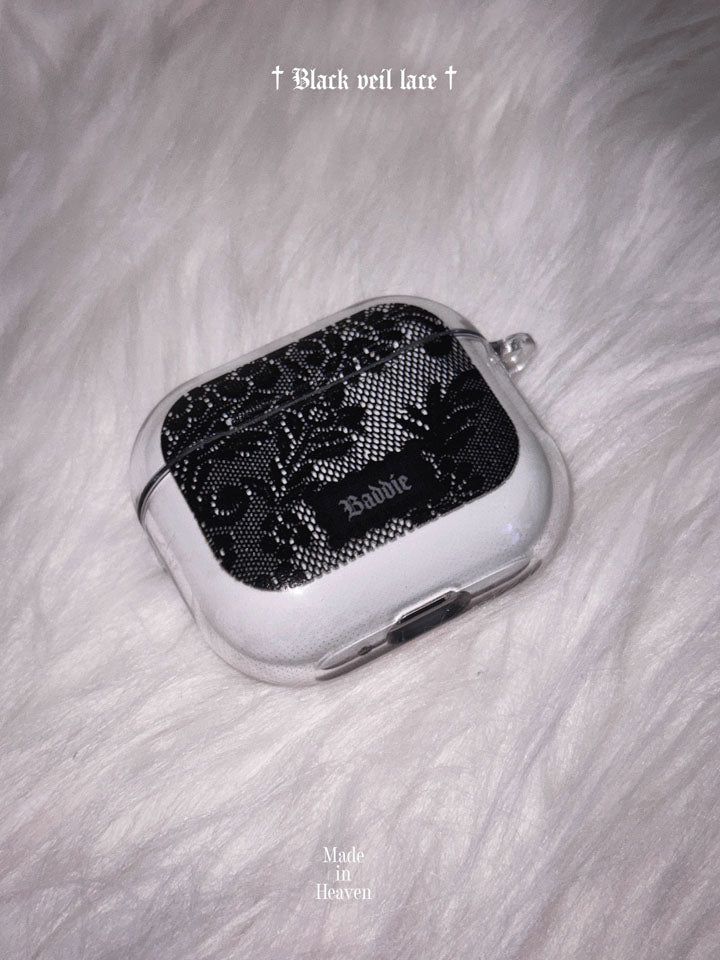 Black Veil Lace AirPods Case