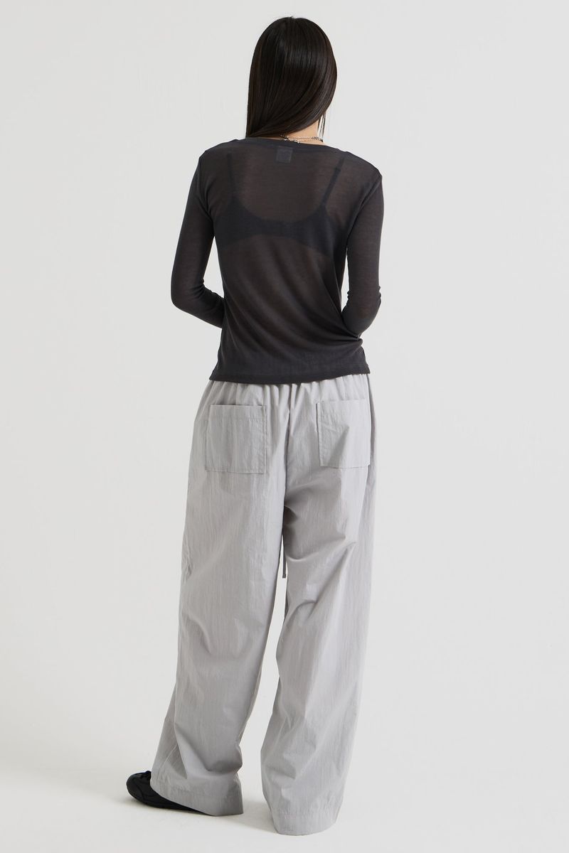 French Wool Tencel Long Sleeve, Charcoal
