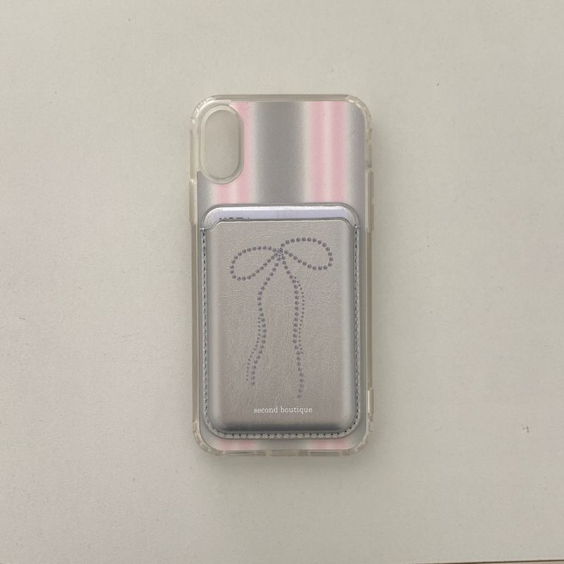 [MADE]  Twinkle ribbon magsafe card wallet(ver.1)_SILVER