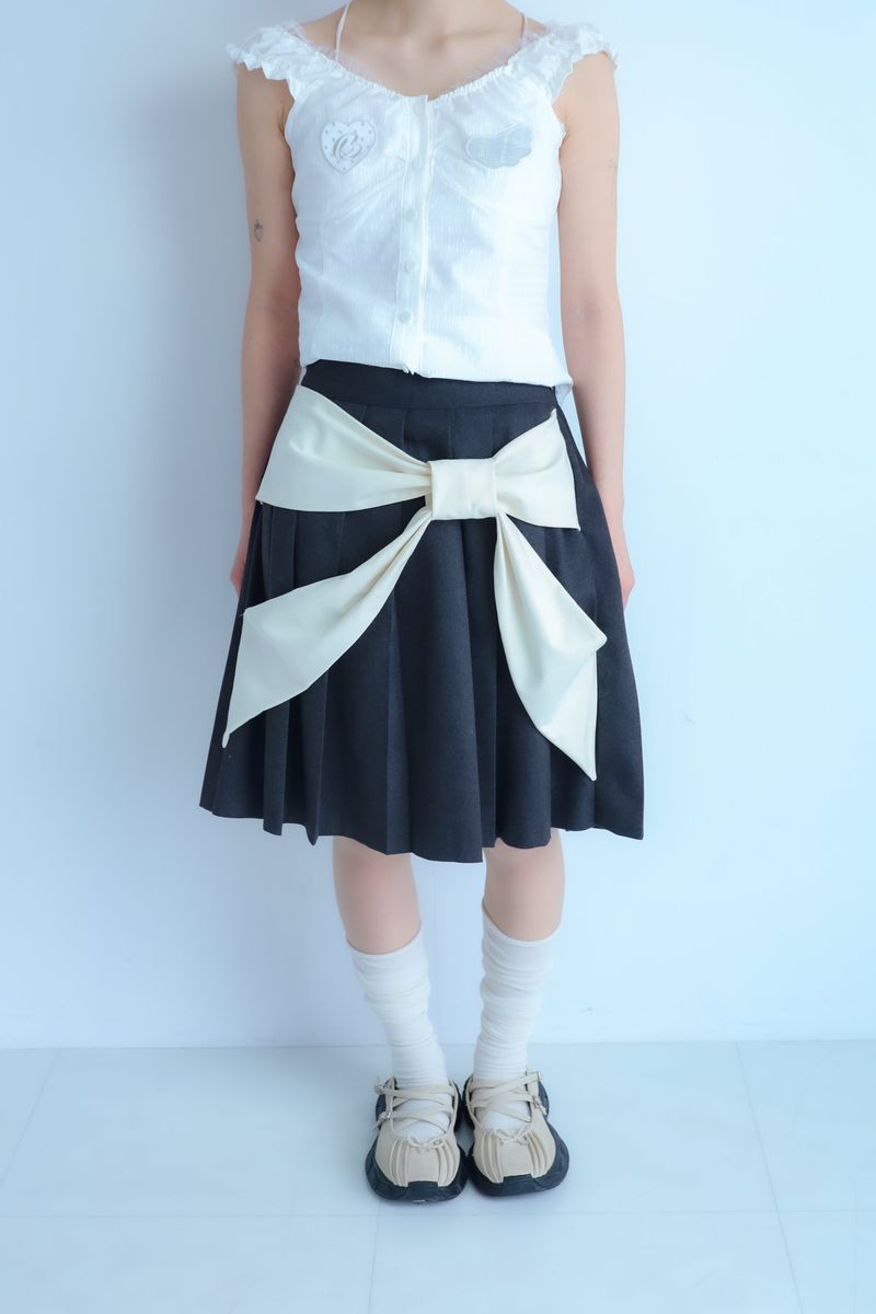 big ribbon skirt(grey×white)