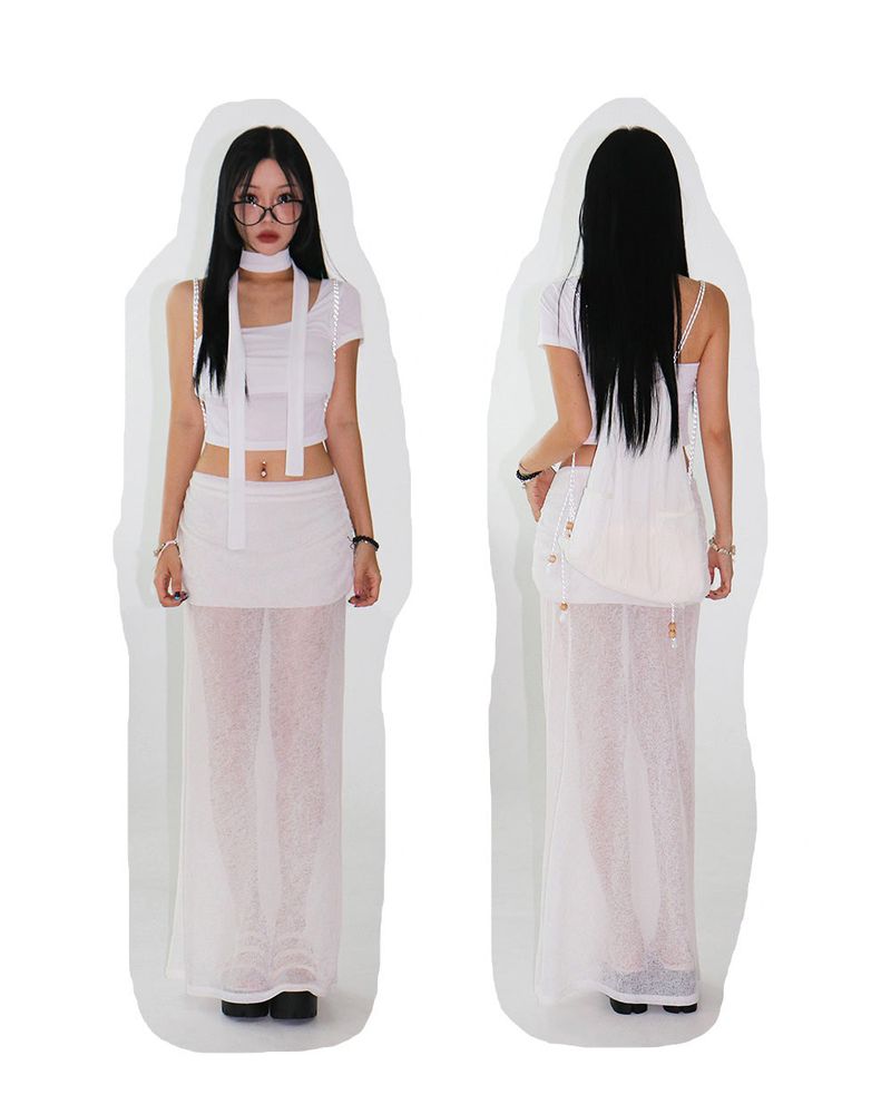 Delight-J(ディライトジェイ)の「see-through layered maxi long skirt(Skirts)」