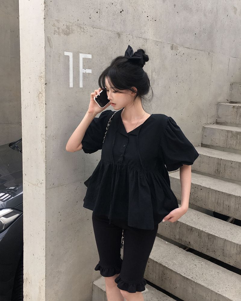 [MADE] Enma, short-sleeved balloon puff blouse