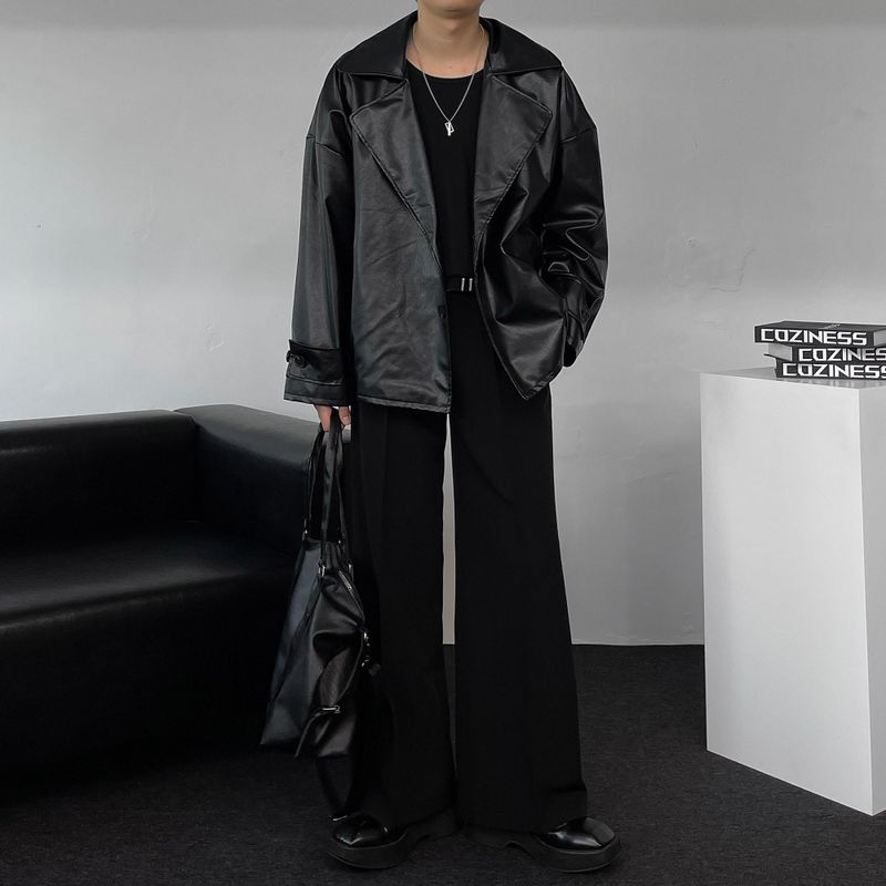 ENOC Box Oversized Fit Leather Jacket