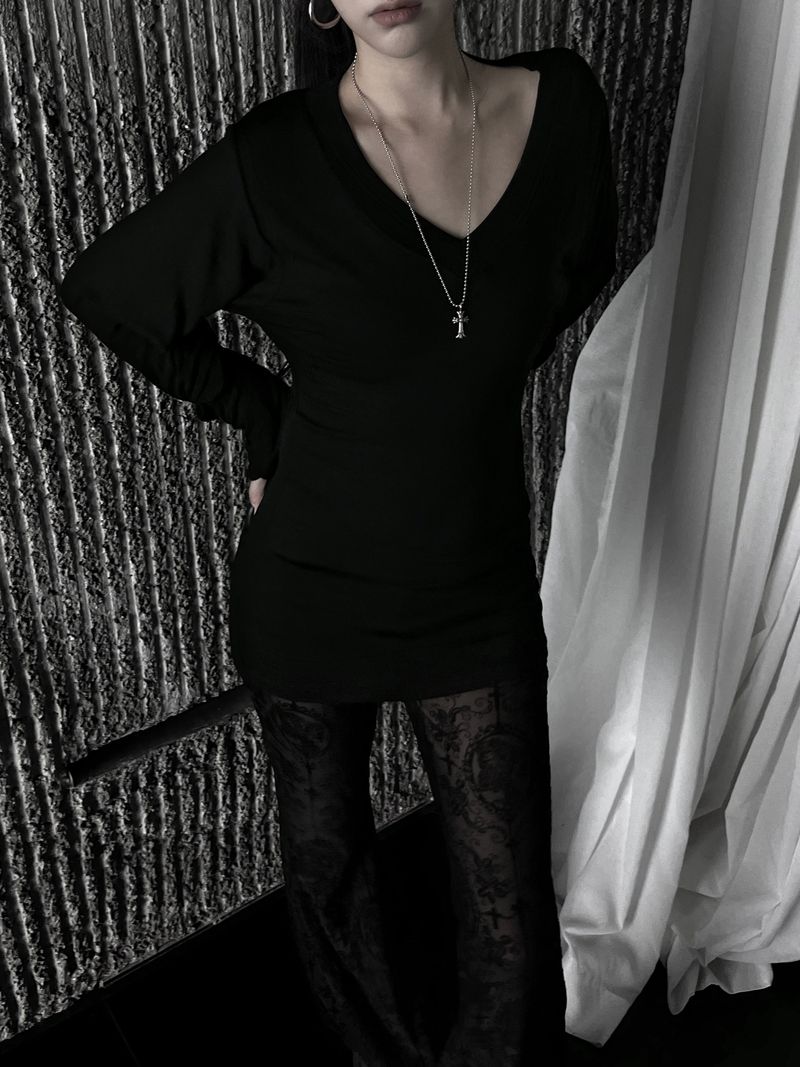 glam slim V-neck warmer T (3color)