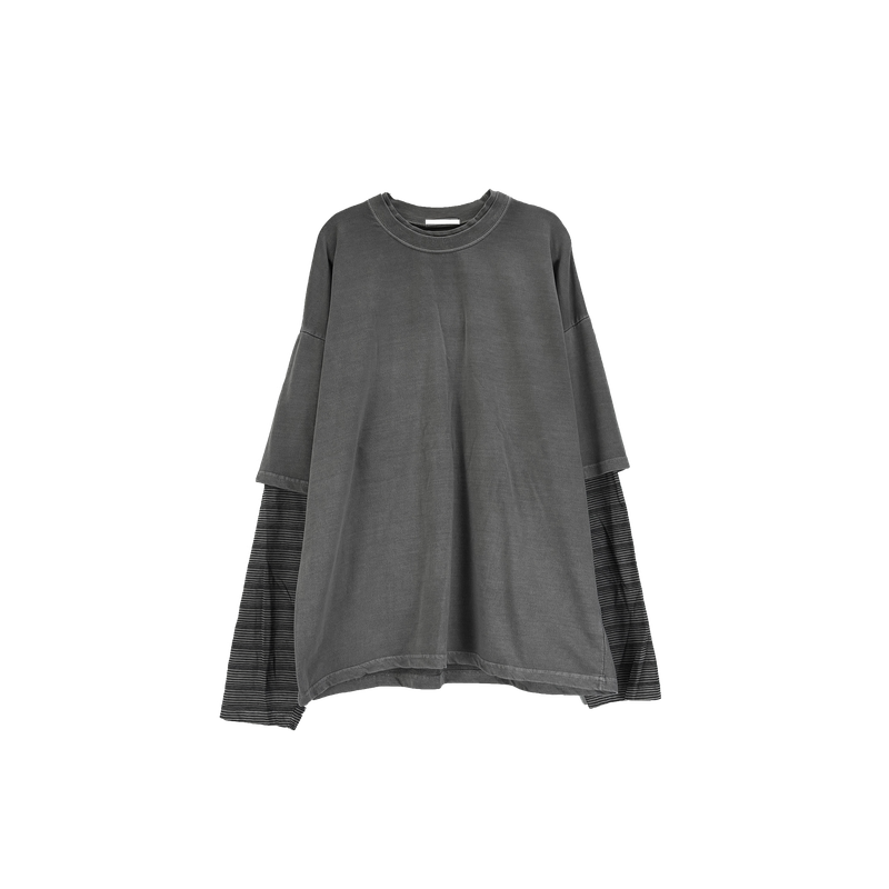 layered pigment stripe long sleeve