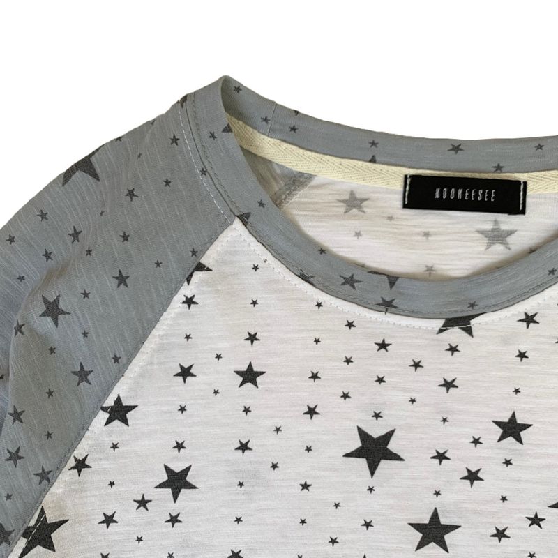 Star Raglan Sleeve Tee (White/sky blue)      