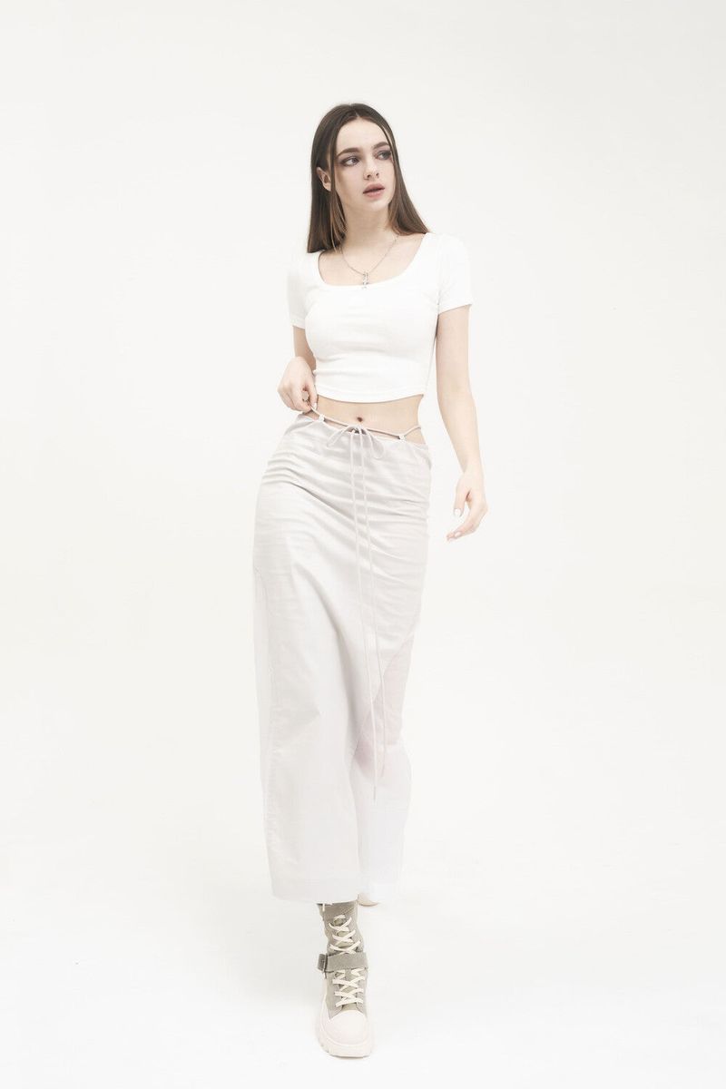  [Seow] Croped logo T-shirts, white
