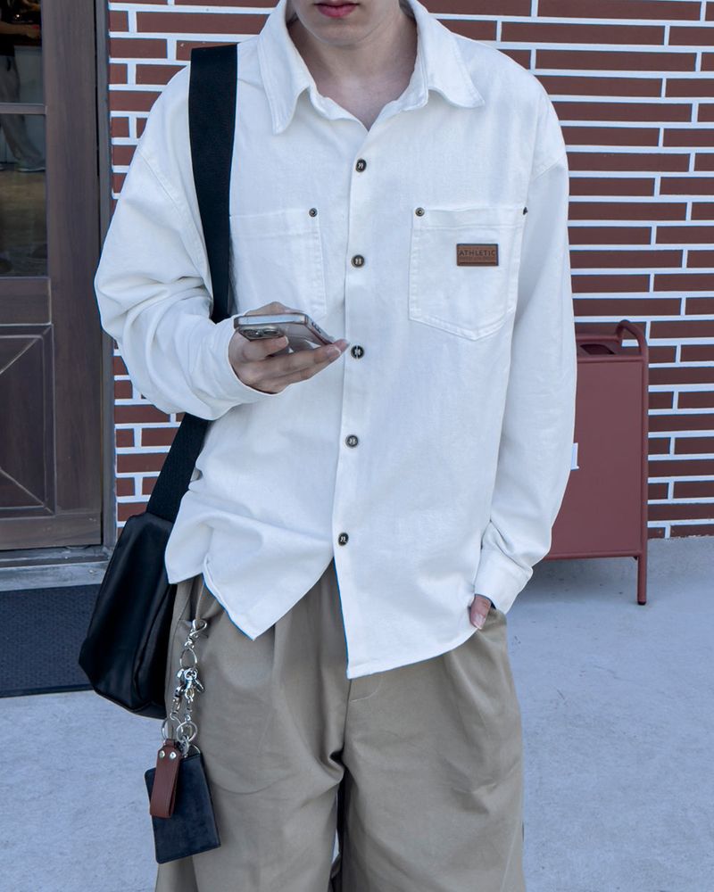 Drain Patch Work Shirt Jacket