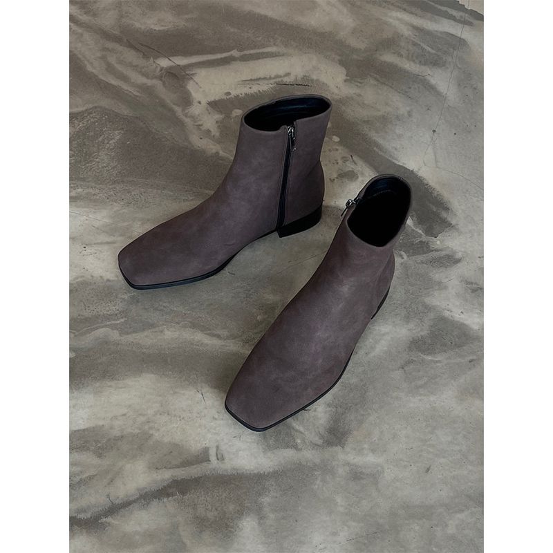 [HANDMADE] Suede square toe chelsea boots (3color)