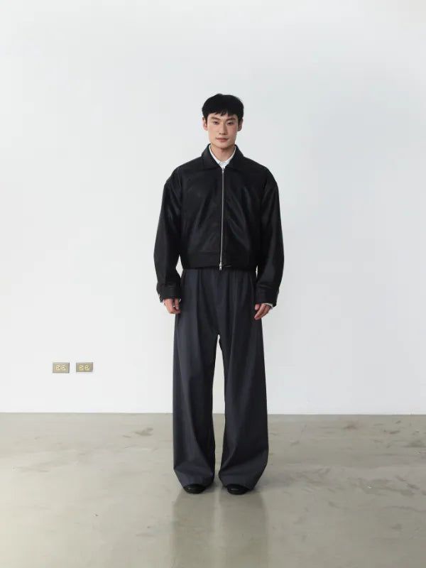 JT2 Zipped Cropped Leather Jacket