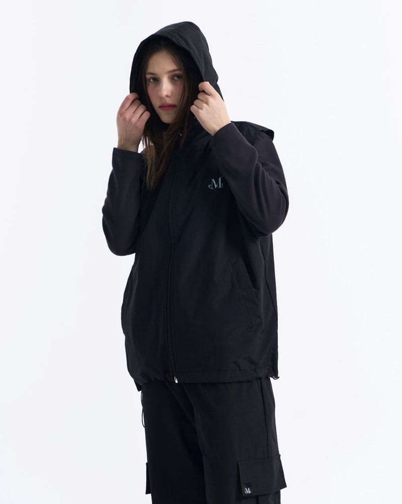 TECH NYLON HOOD VEST (Black, Charcoal) 