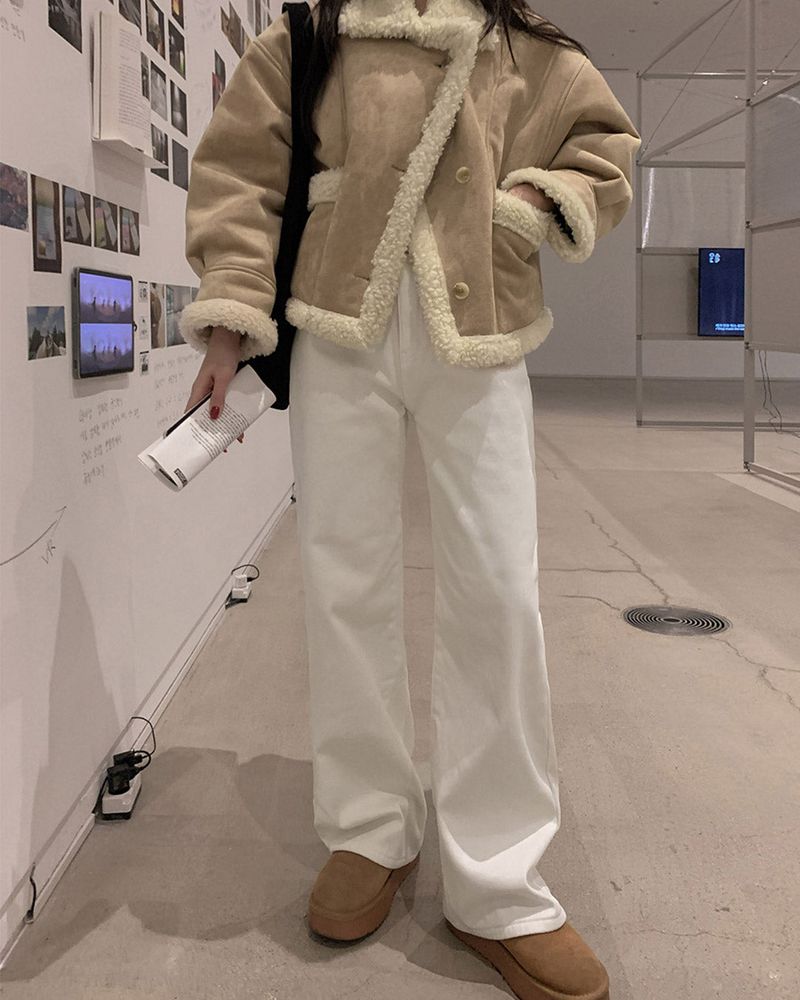 Ribbed wide pants