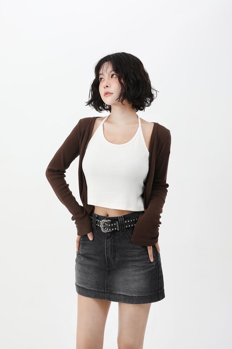 Haulter Neck Mute Cardigan SET