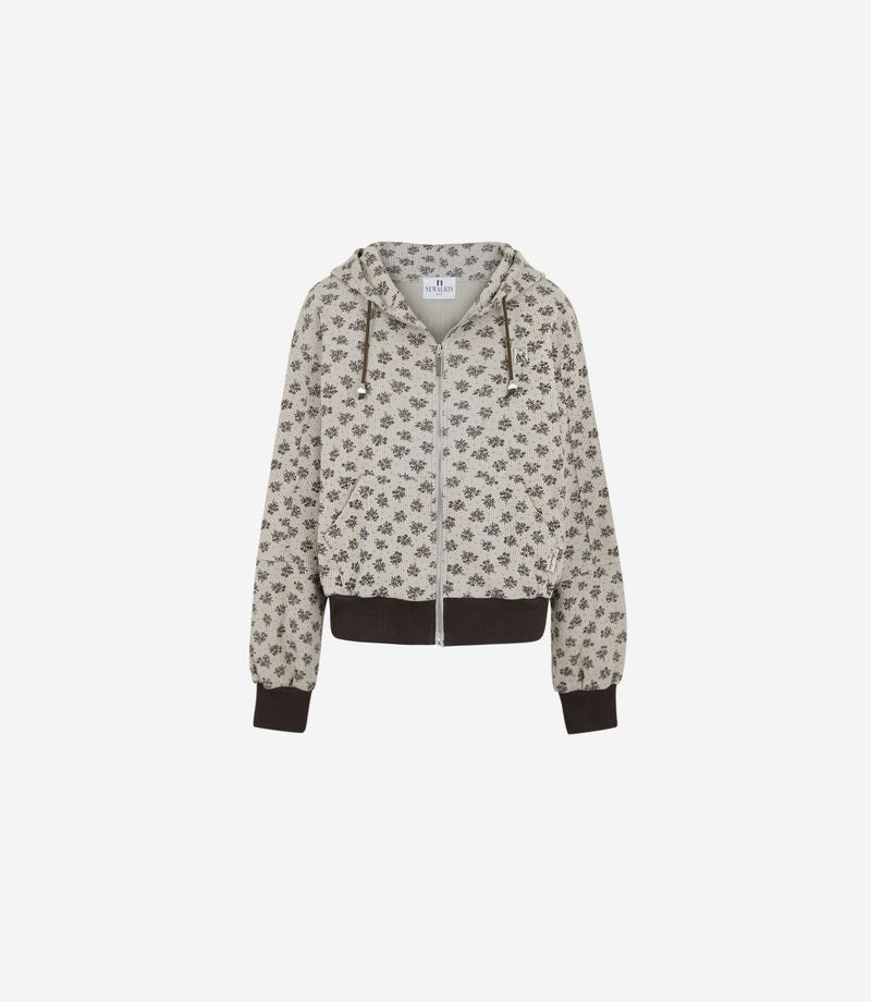 CornFlower Waffle Hooded Zip-Up