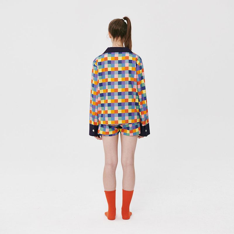 (W) Flushed Grid PJ Shorts