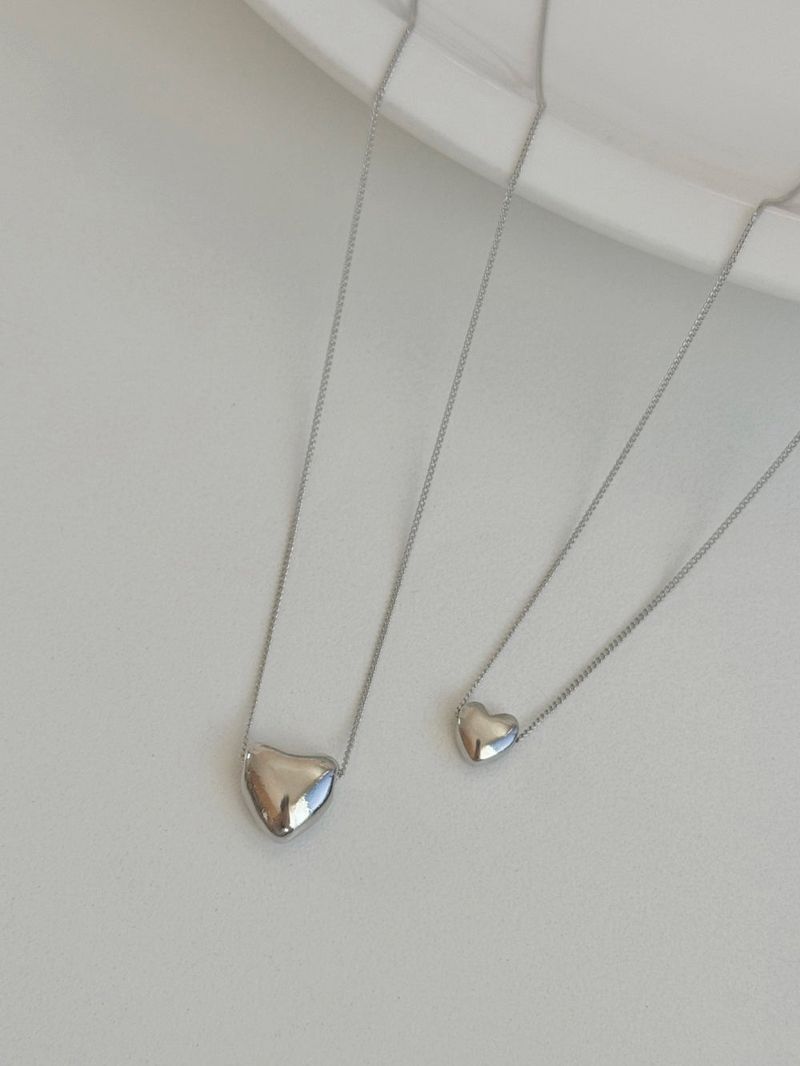 [2 size] simple ball heart necklace