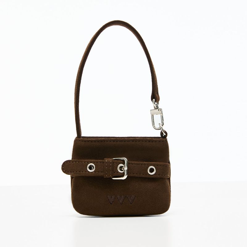 VVV（ブイブイブイ）の「Suede Buckle Mini Hobo Tote Bag Keyring _ Brown（Toys/Key Holders）」