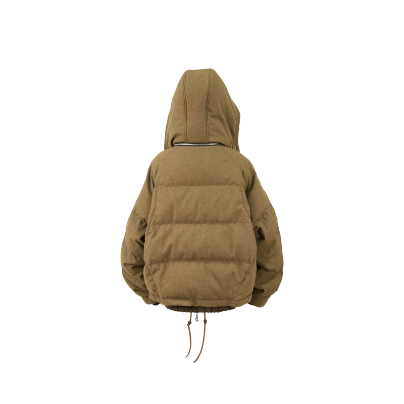 RELABEL Interactive (Layered) Multi-Panel Imported Australian Wool Patchwork Detachable Hood Down Jacket