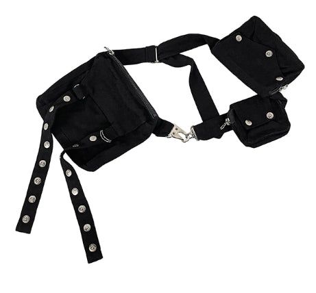 Button Strap Multi Pocket Belt Bag