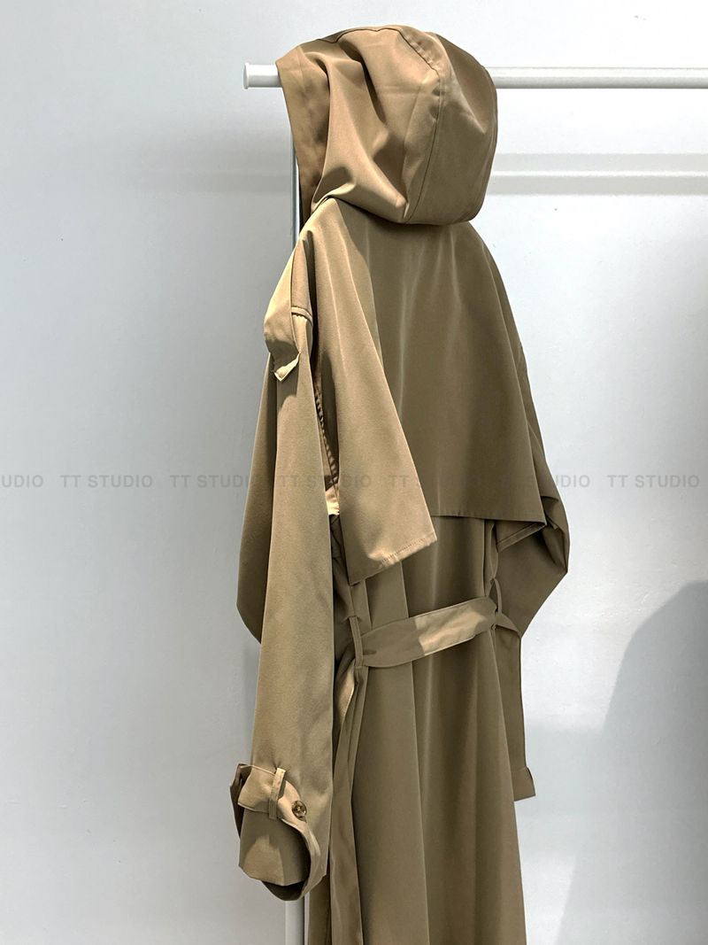 Maxi hood long trench