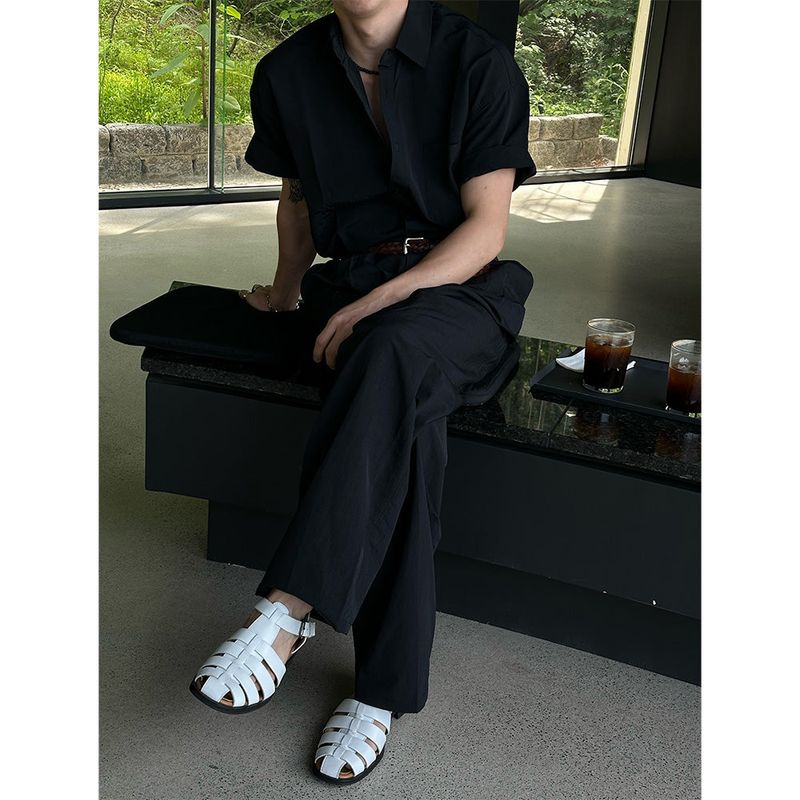 [SET UP Available] Nylon semi wide pants (4color)