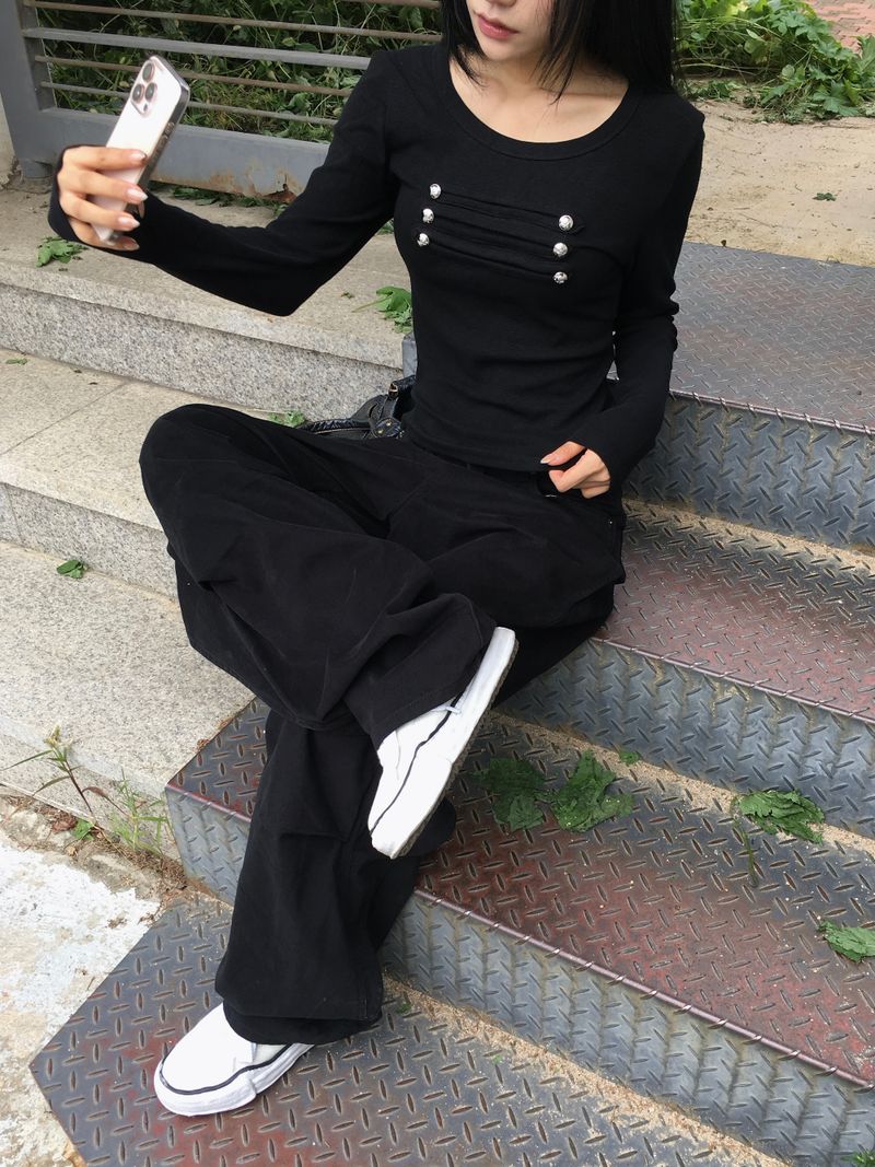 Léon Metal Slim Button Long Sleeve (3c)