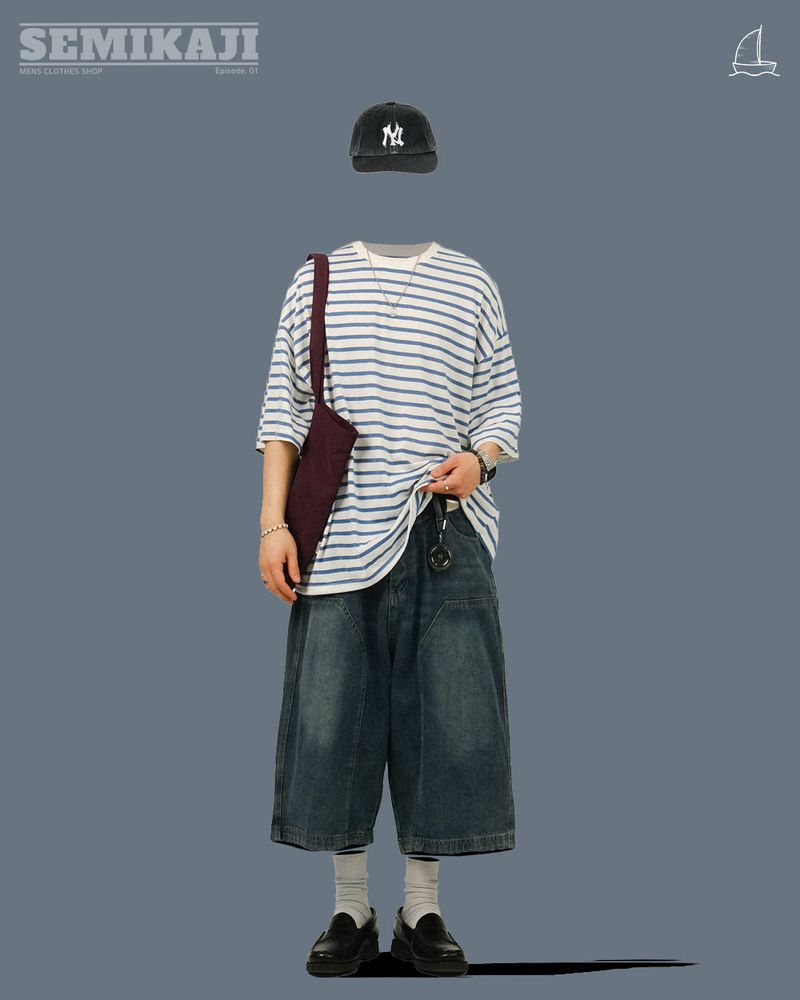 RUU Sand Washing Denim Bermuda Pants